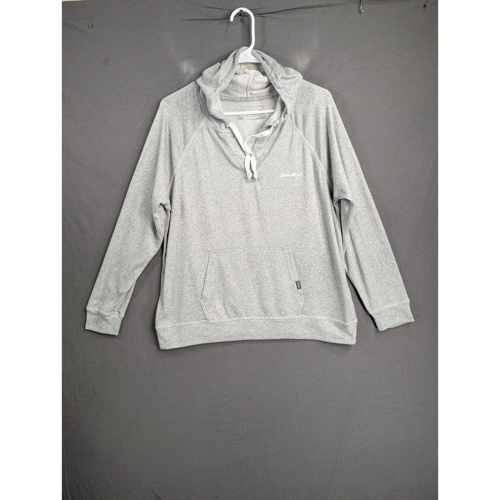 Eddie Bauer Womens Gray Long Sleeve Pullover Hoodie Size Large 8521